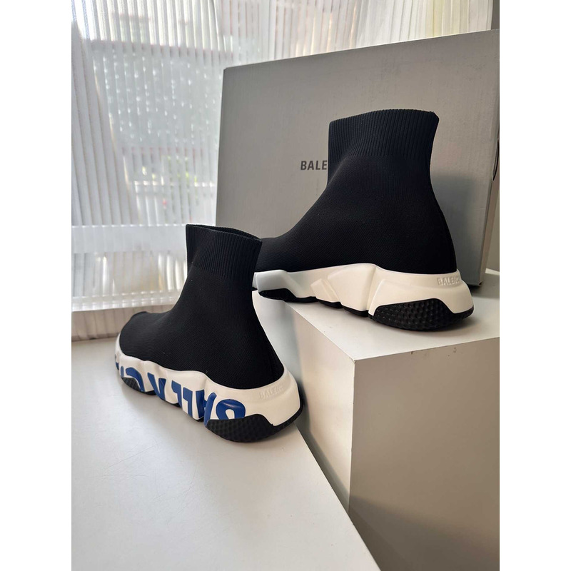 Ba*len*cia*ga speed graffiti sneaker black blue