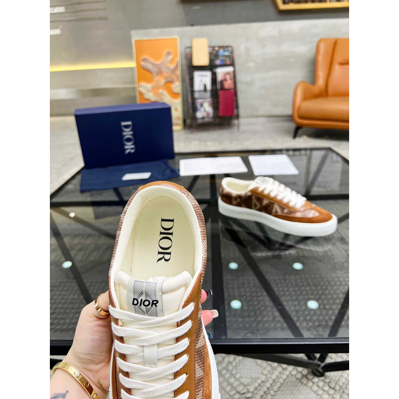 d*or b101 sneaker cd Di*m*nd canvas smooth calfskin nubuck brown