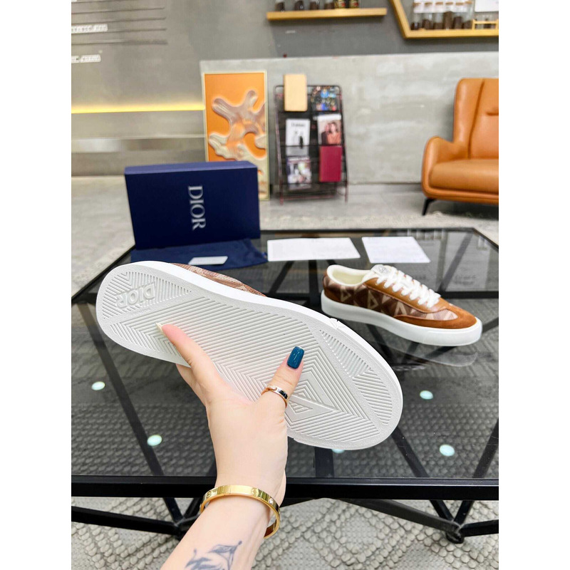 d*or b101 sneaker cd Di*m*nd canvas smooth calfskin nubuck brown