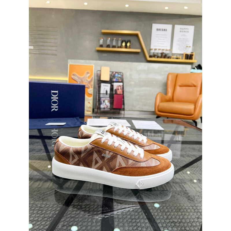 d*or b101 sneaker cd Di*m*nd canvas smooth calfskin nubuck brown