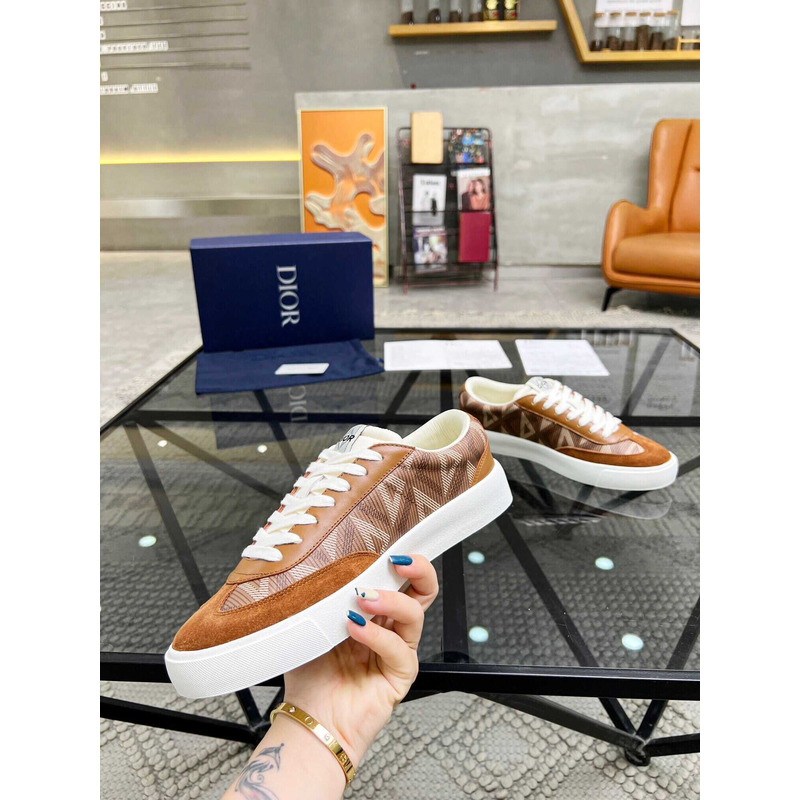 d*or b101 sneaker cd Di*m*nd canvas smooth calfskin nubuck brown