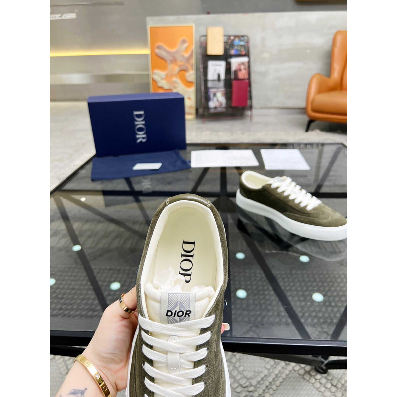 d*or b101 sneaker cd Di*m*nd canvas smooth calfskin nubuck green
