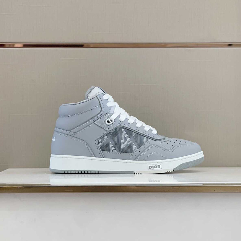 d*or b27 high top sneaker smooth calfskin cd Di*m*nd canvas grey