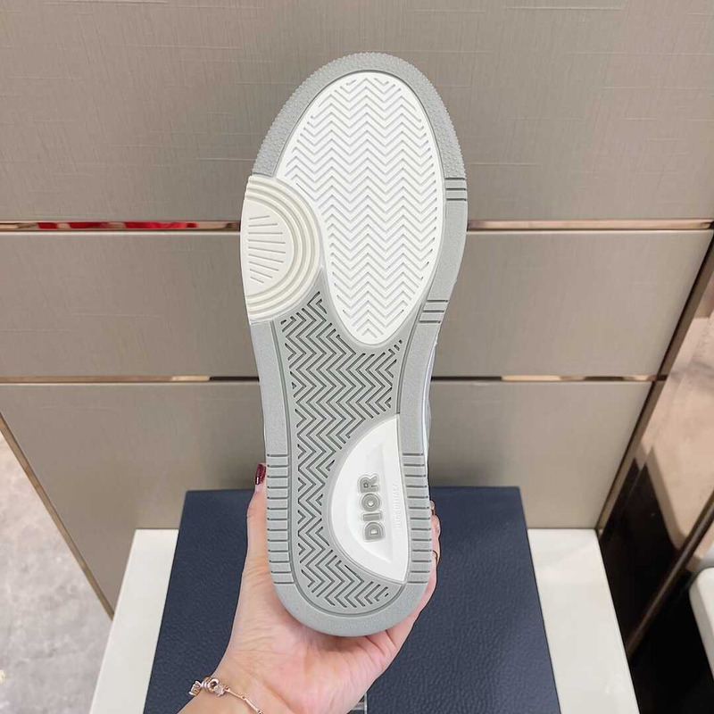 d*or b27 high top sneaker smooth calfskin cd Di*m*nd canvas grey