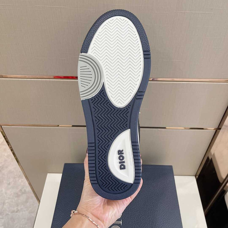 d*or b27 high top sneaker smooth calfskin cd Di*m*nd canvas black