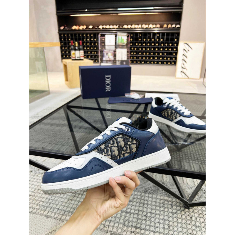 D*or b27 low top sneaker smooth calfskin oblique galaxy leather navy blue