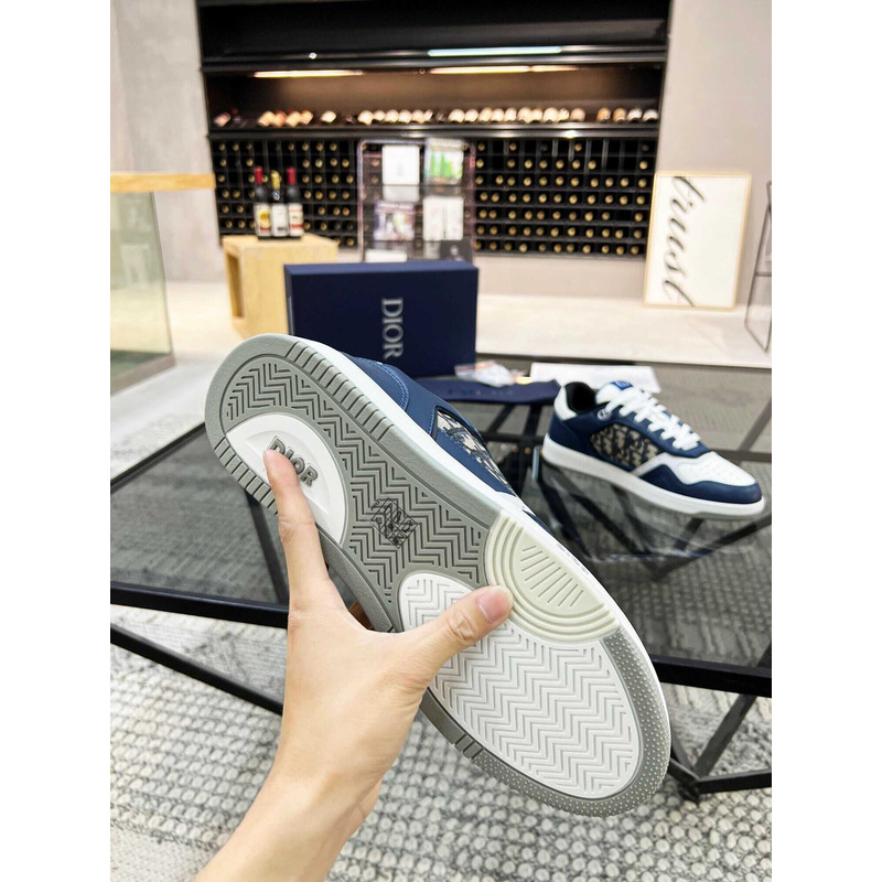 D*or b27 low top sneaker smooth calfskin oblique galaxy leather navy blue