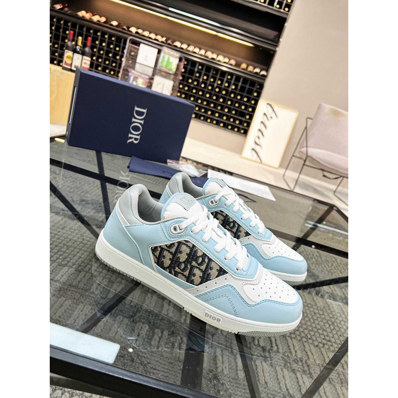 D*or b27 low top sneaker smooth calfskin oblique galaxy leather light blue