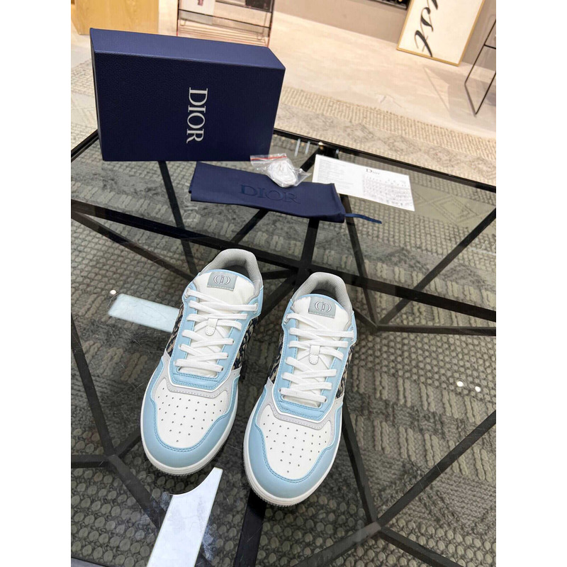 D*or b27 low top sneaker smooth calfskin oblique galaxy leather light blue