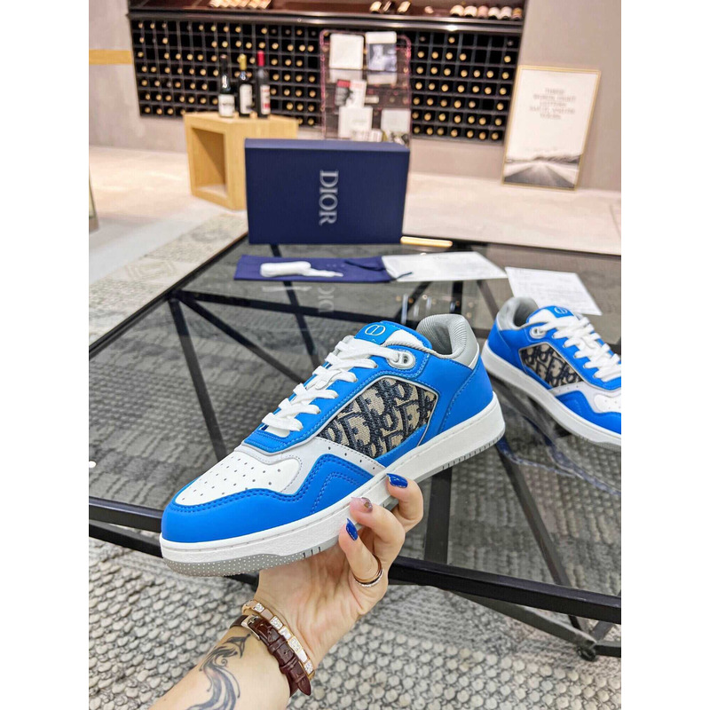 D*or b27 low top sneaker smooth calfskin oblique galaxy leather blue