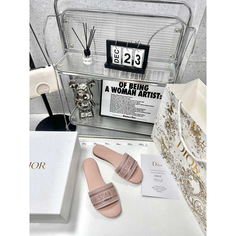 D*or dway slide rose des vents cotton embroidered with metallic thread and strass