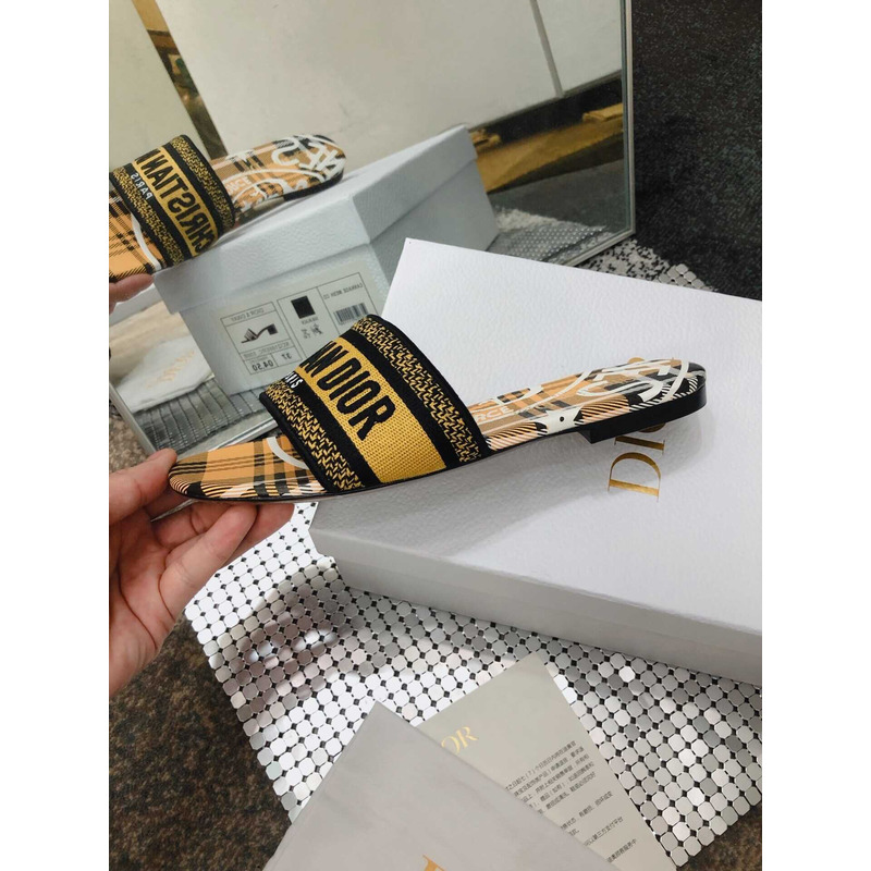 D*or dway slide yellow multicolor embroidered cotton