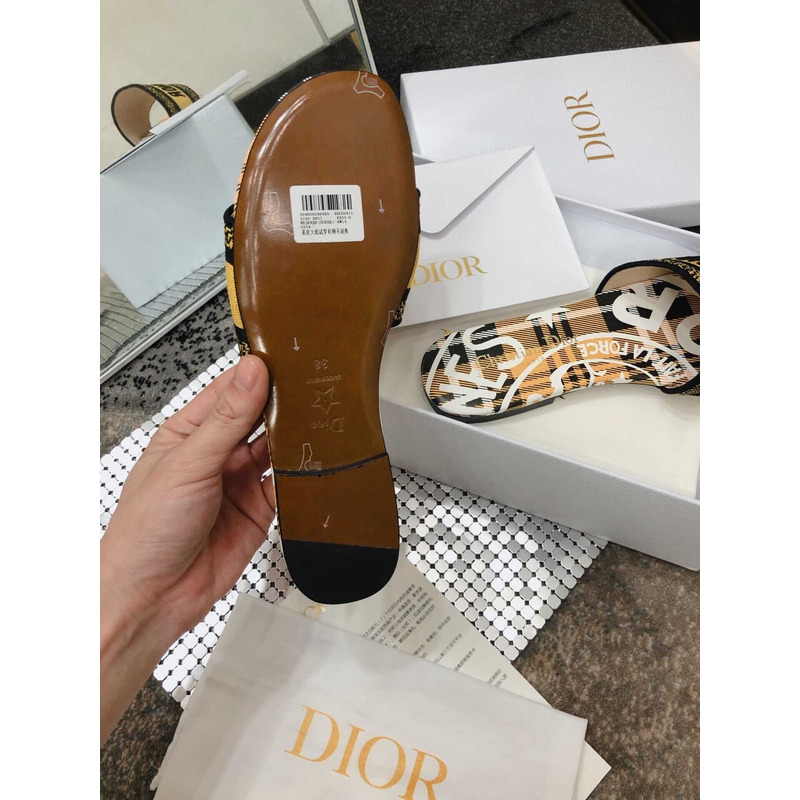 D*or dway slide yellow multicolor embroidered cotton