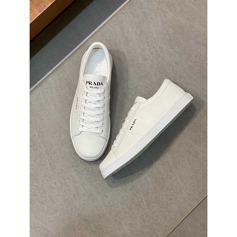 Pra*a brushed leather and leather sneakers