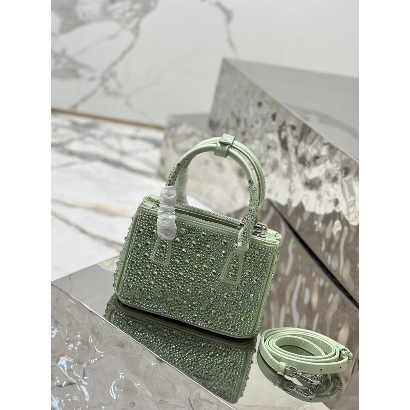 Pra*aPra*a mini galleria crystal-embellished tote bag green