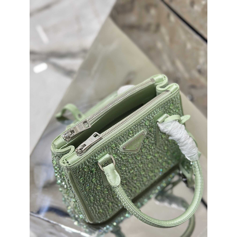 Pra*aPra*a mini galleria crystal-embellished tote bag green