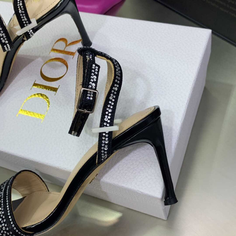 D*or dway heeled sandal silver-tone strass black