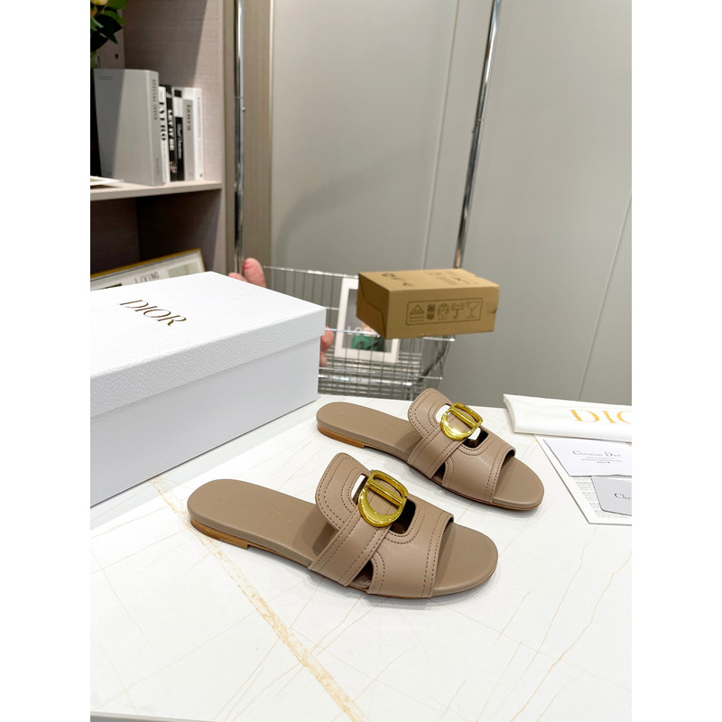 D*or nude leather logo montaigne mules slides