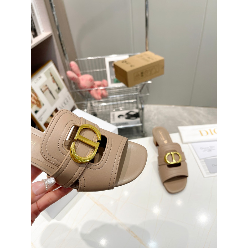 D*or nude leather logo montaigne mules slides