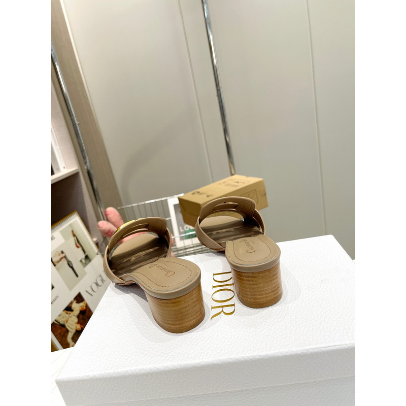 D*or nude leather logo montaigne mules slides