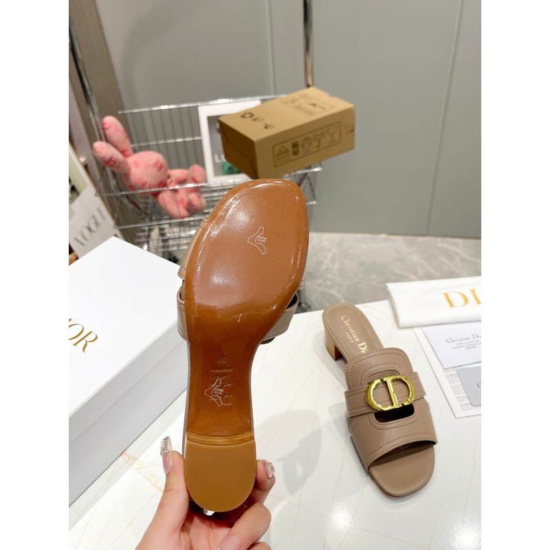 D*or nude leather logo montaigne mules slides