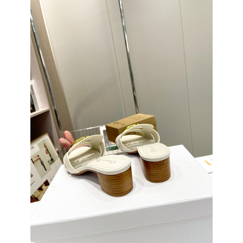 D*or white leather 30 montaigne slide sandals