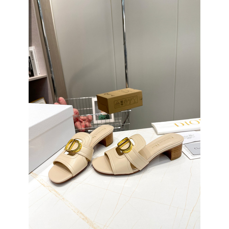 D*or white leather 30 montaigne slide sandals