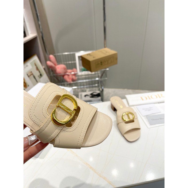 D*or white leather 30 montaigne slide sandals