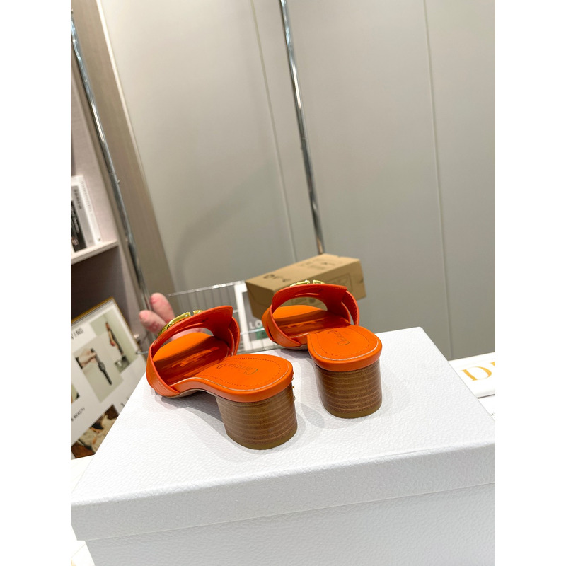 D*or orange leather 30 montaigne slide sandals