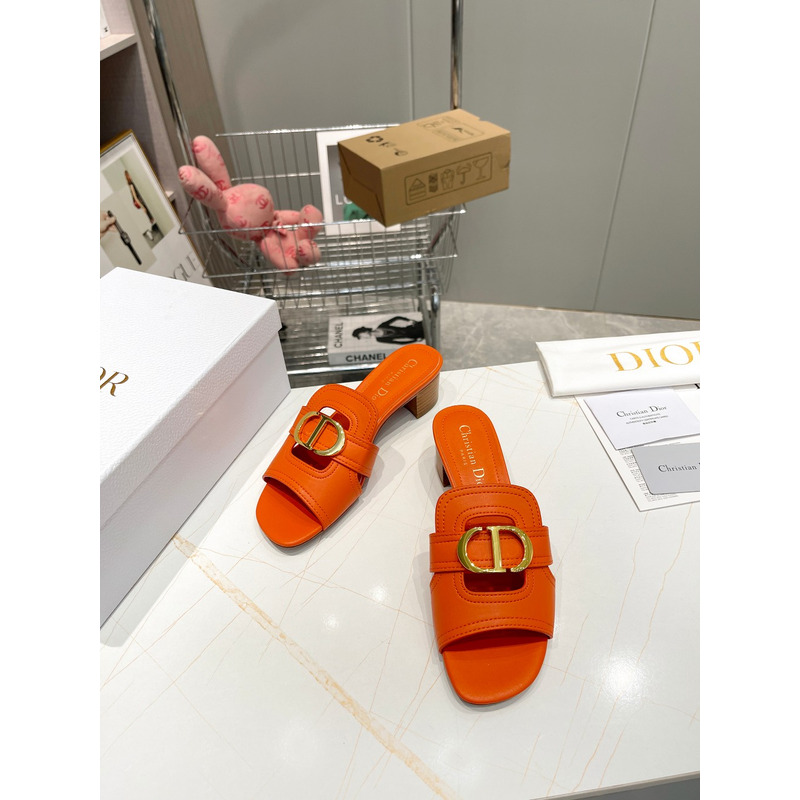 D*or orange leather 30 montaigne slide sandals
