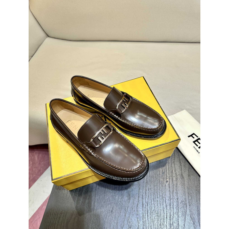 F**di loafers calfskin leather coffe
