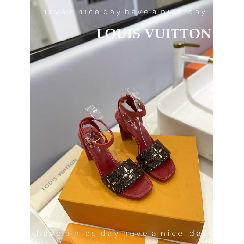 l**is V*t*n leather sandal monogram red