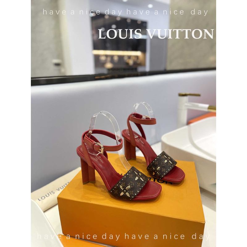 l**is V*t*n leather sandal monogram red