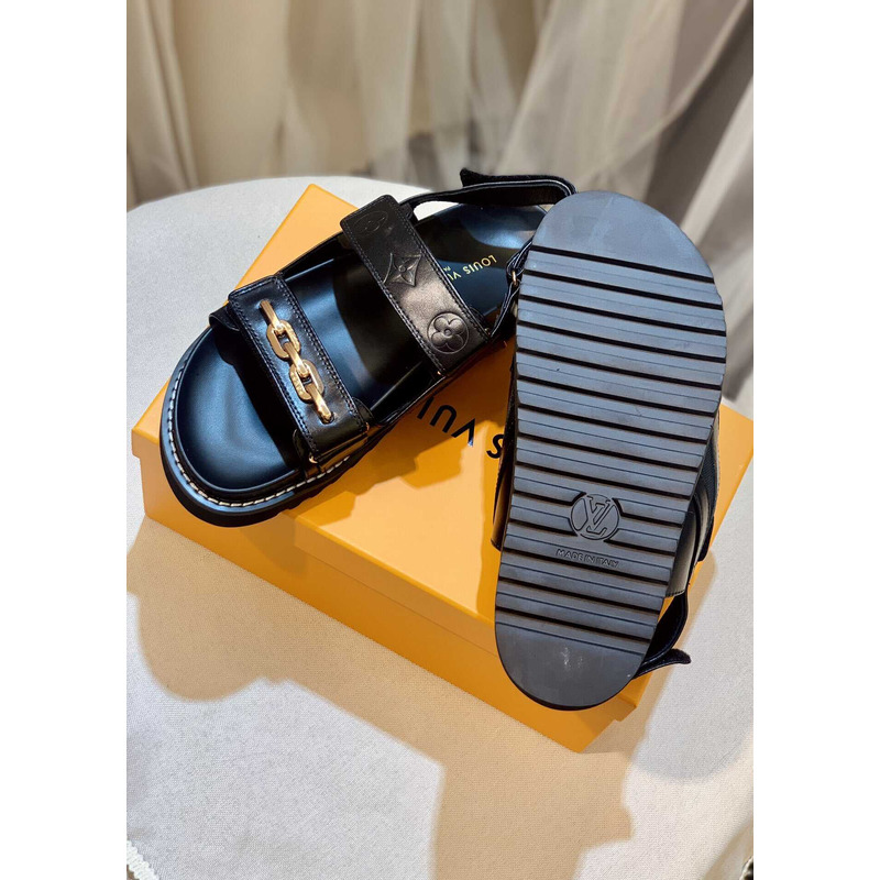 l**is V*t*n  monogram casual style plain leather party style black