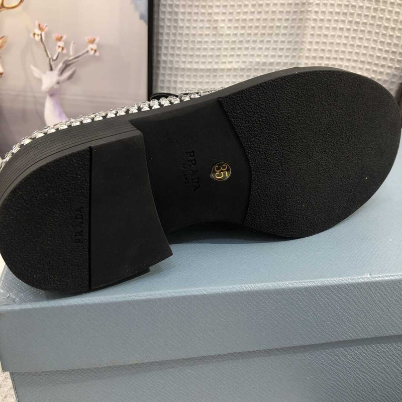 Pra*a crystal-embellished leather loafers