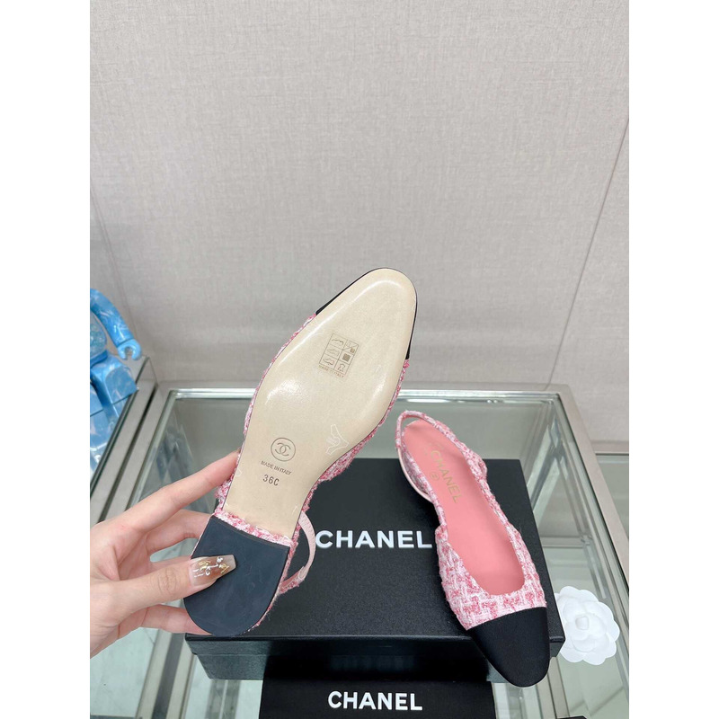 Ch*el slingback tweed sandal pink