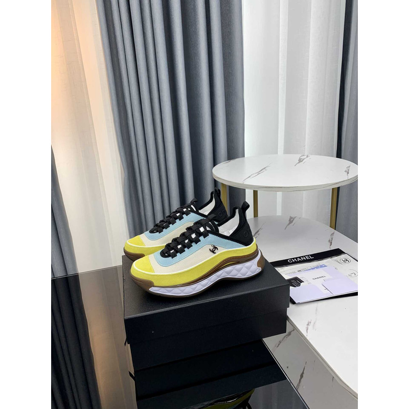 Ch*el low top trainer yellow and blue