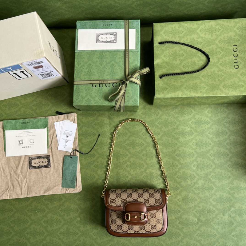 G*u*i horsebit 1955 mini leather-trimmed crystal-embellished canvas-jacquard shoulder bag