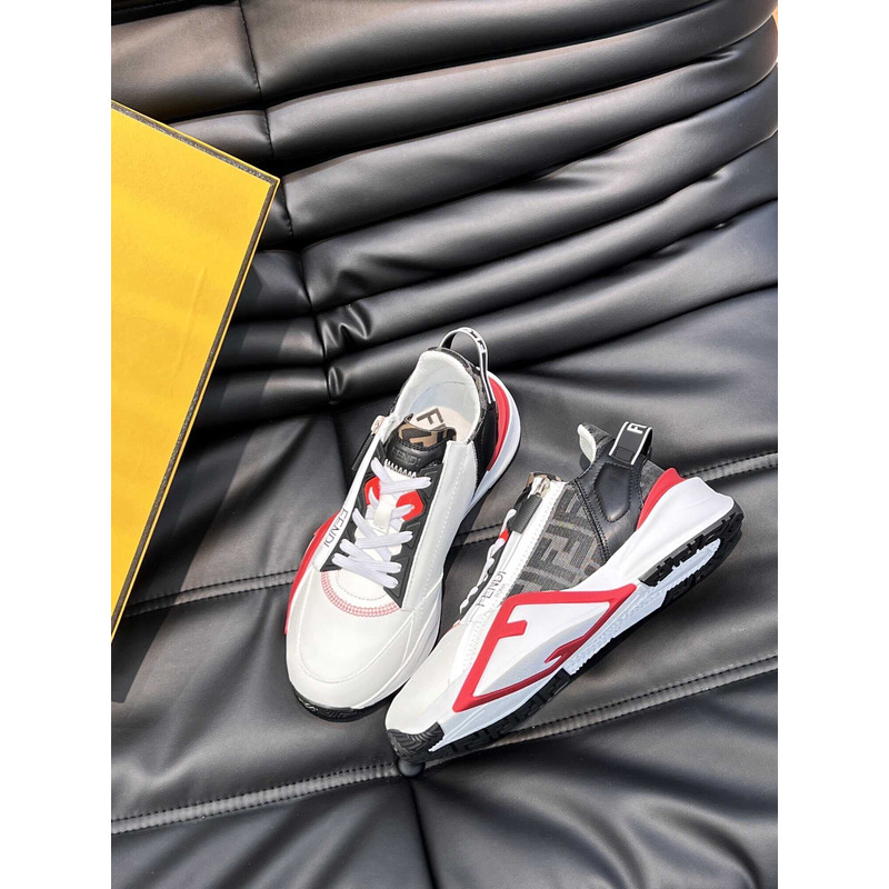 F**di flow leather low tops red black