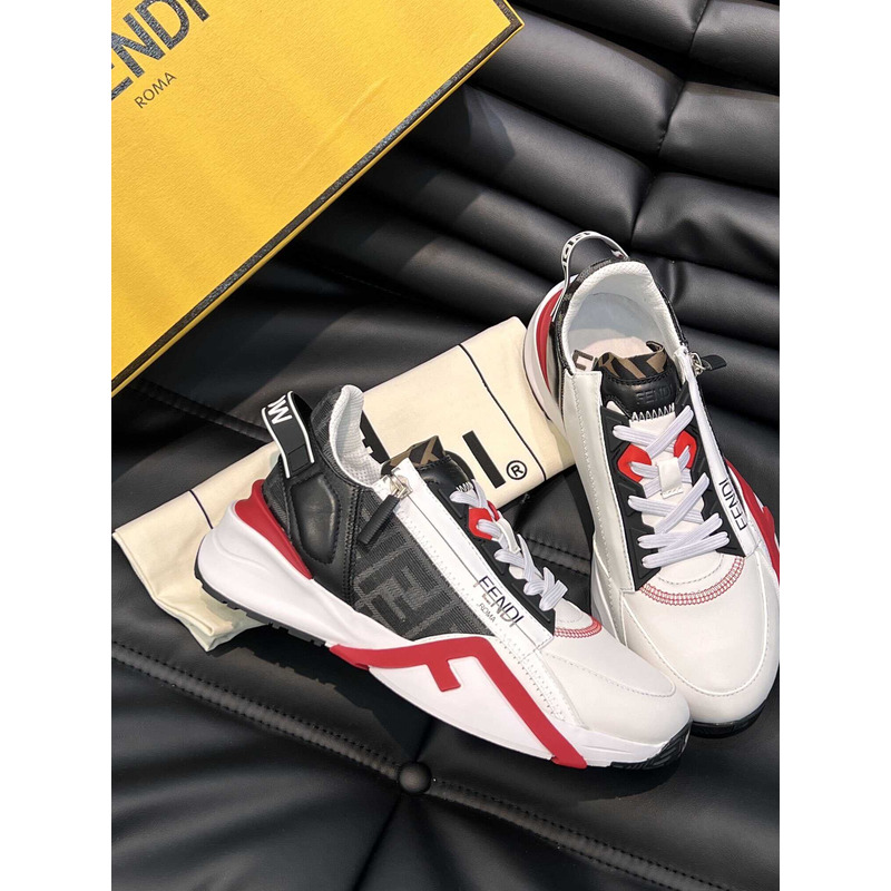 F**di flow leather low tops red black