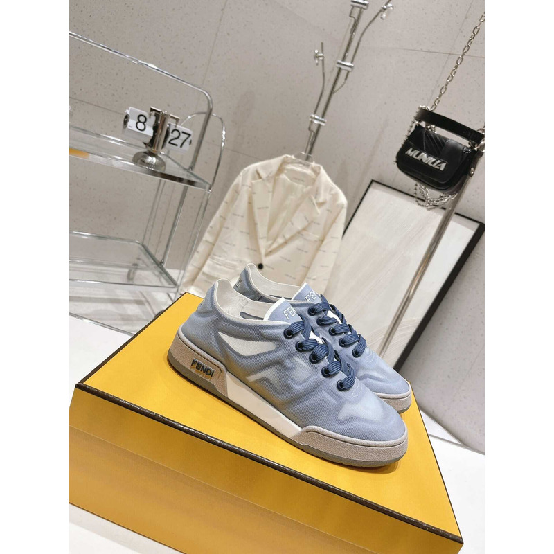 F**di match suede and leather.sneakers blue