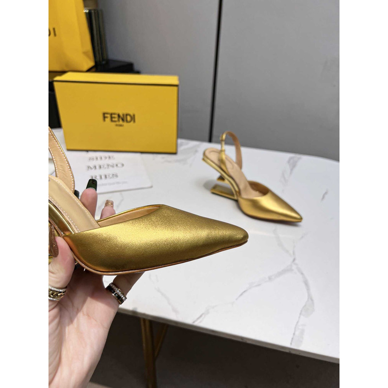 F**di first slingbacks pumps gold
