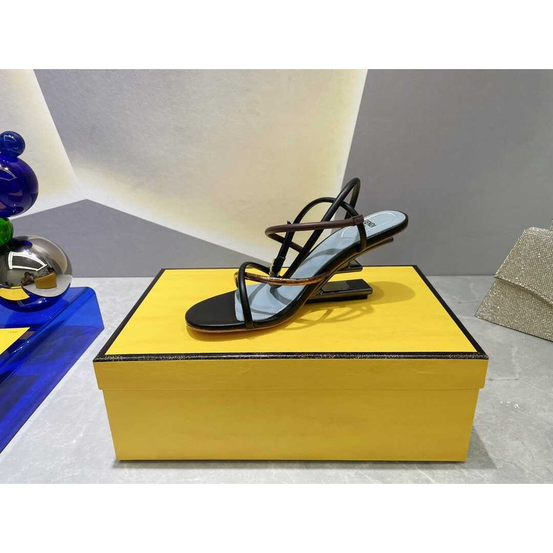 F**di first heel sandals lambskin black