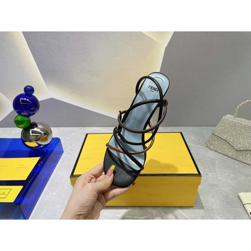 F**di first heel sandals lambskin black