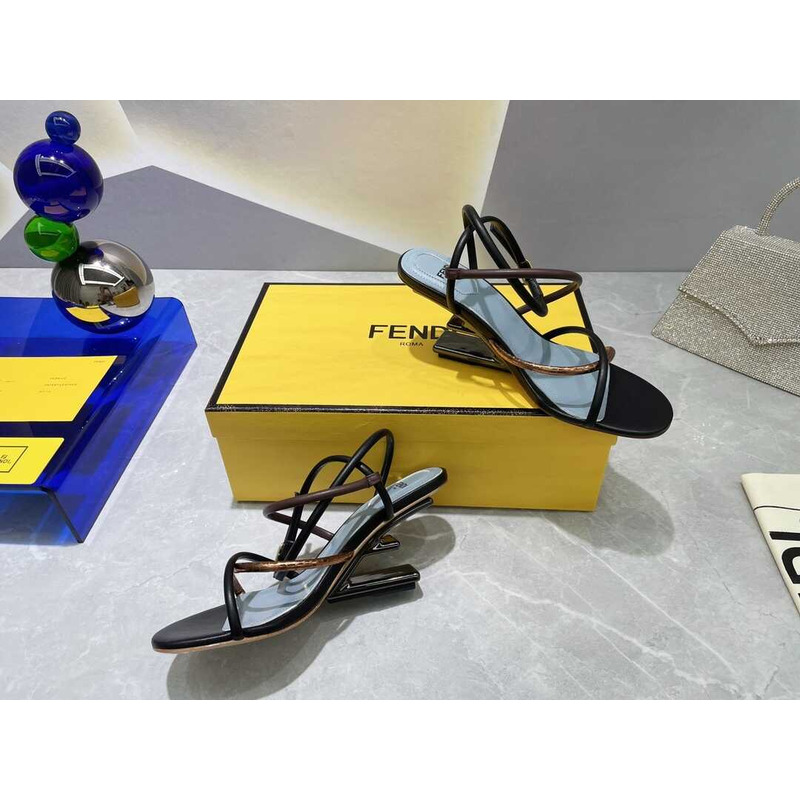 F**di first heel sandals lambskin black