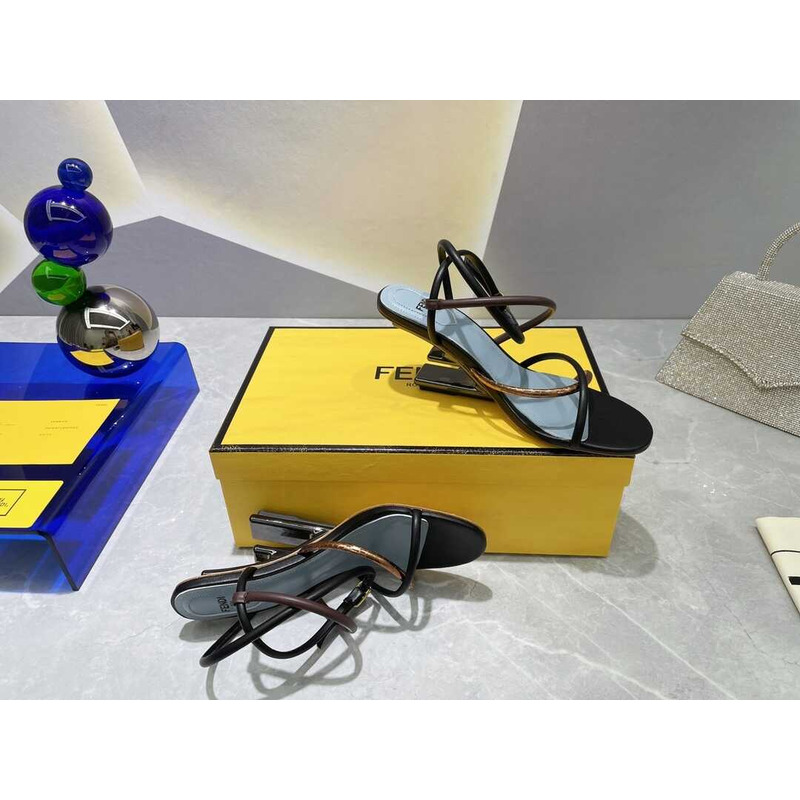 F**di first heel sandals lambskin black