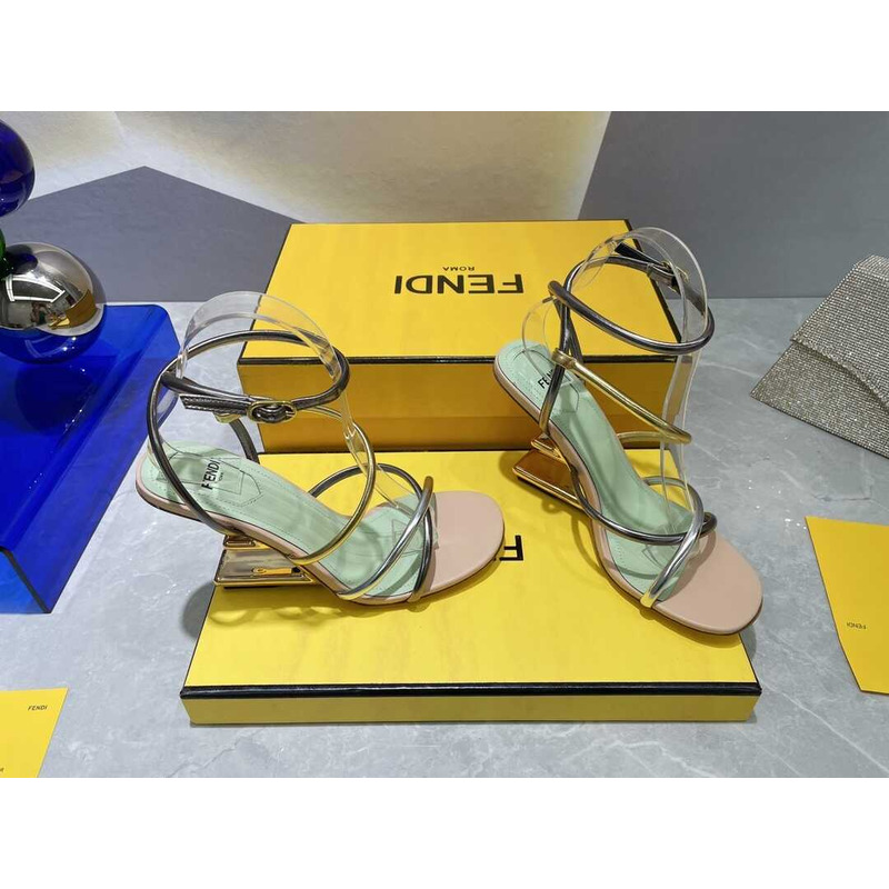 F**di first heel sandals lambskin silver