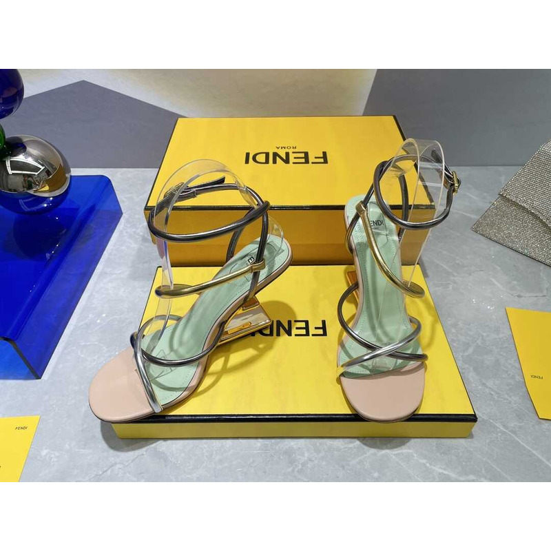 F**di first heel sandals lambskin silver