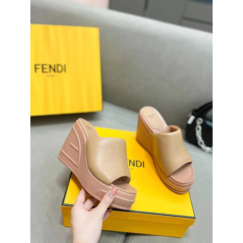 F**di fashion show nappa leather sandals brown