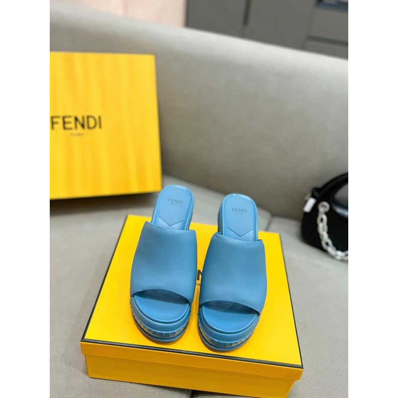 F**di fashion show nappa leather sandals blue